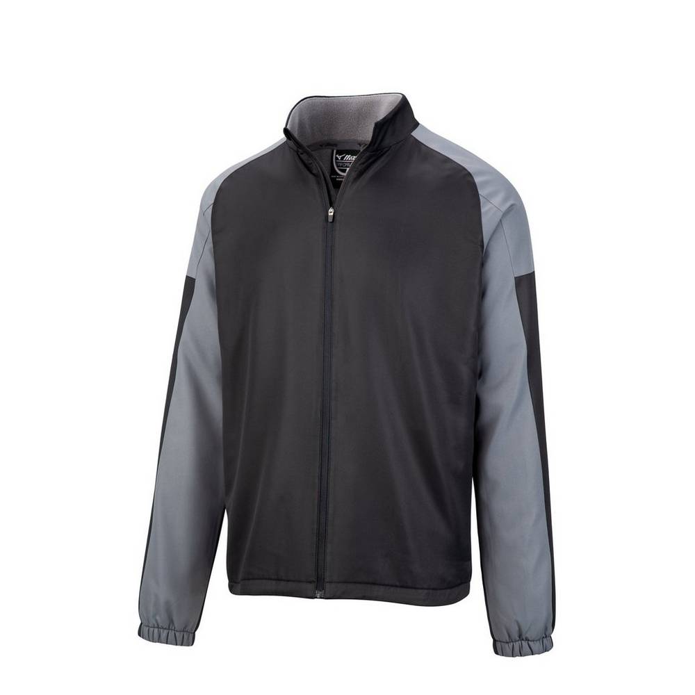 Mizuno Full Zip Dugout - Erkek Mont - Siyah Türkiye (KGEXLN-594)